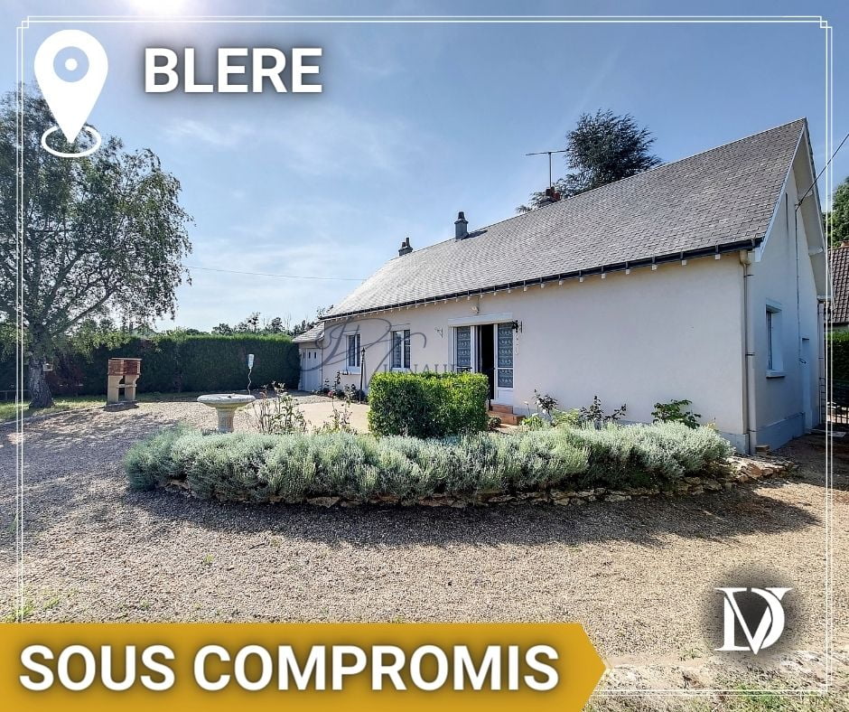 Maison de plein pied à vendre dans le centre de bléré, 3 chambre, cours, puit, proche toutes commodités