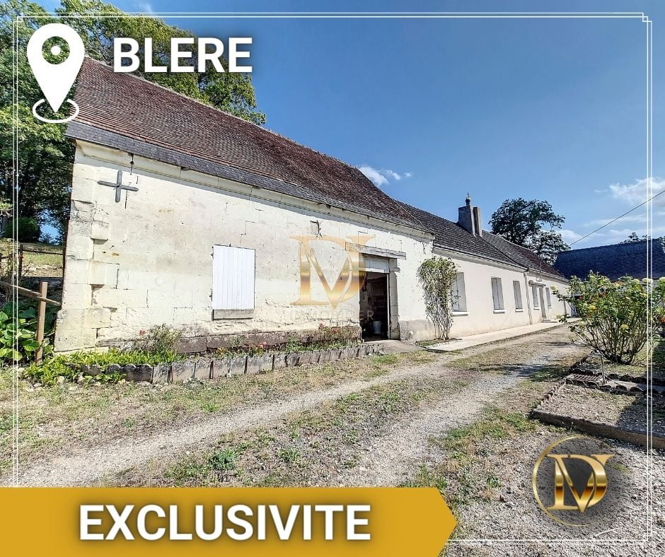 A vendre sur Bléré, Chenonceaux, longère tourangelle avec granges à aménager, puit, terrain au calme, proche centre ville, indre et loire